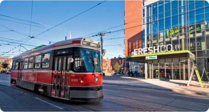 An Image of red tram